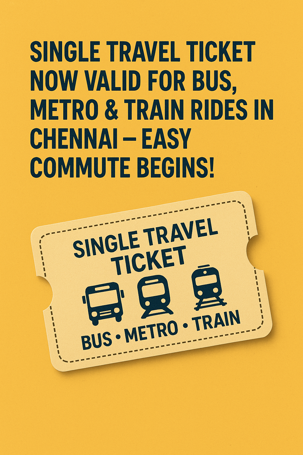Single Travel Ticket Now Valid for Bus, Metro & Train Rides in Chennai – Easy Commute Begins!