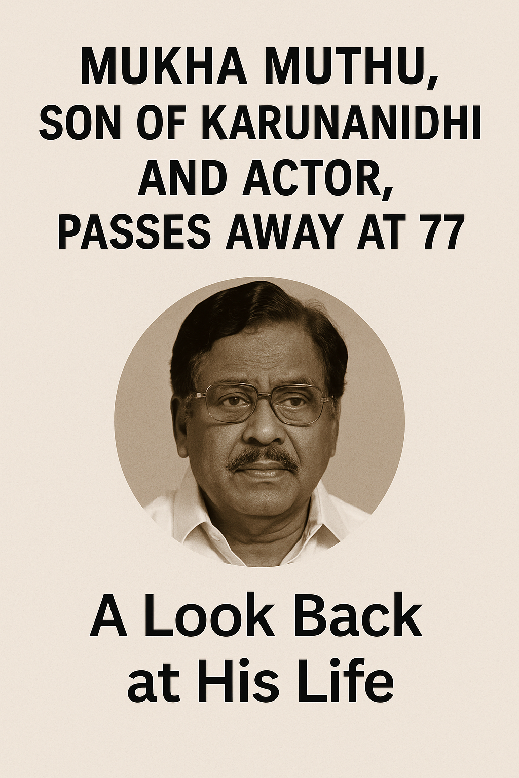 Mukha Muthu, Son of Karunanidhi and Actor, Passes Away at 77 – A Look Back at His Life