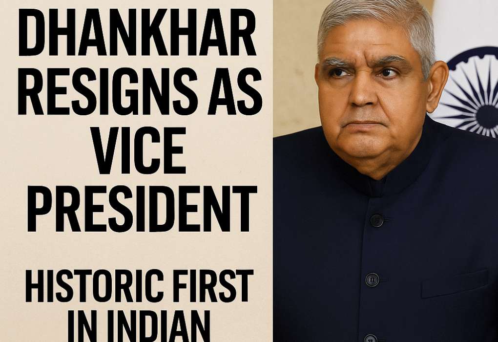 Jagdeep Dhankhar Resigns as Vice President: Historic First in Indian Politics
