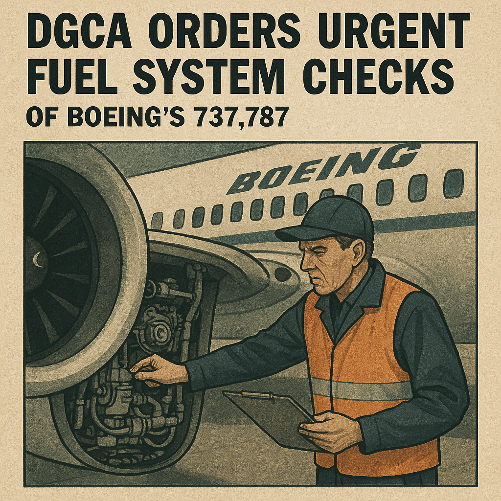 DGCA Orders Urgent Fuel Control System of Boeing's 737,787Checks complete the inspection by July 21
